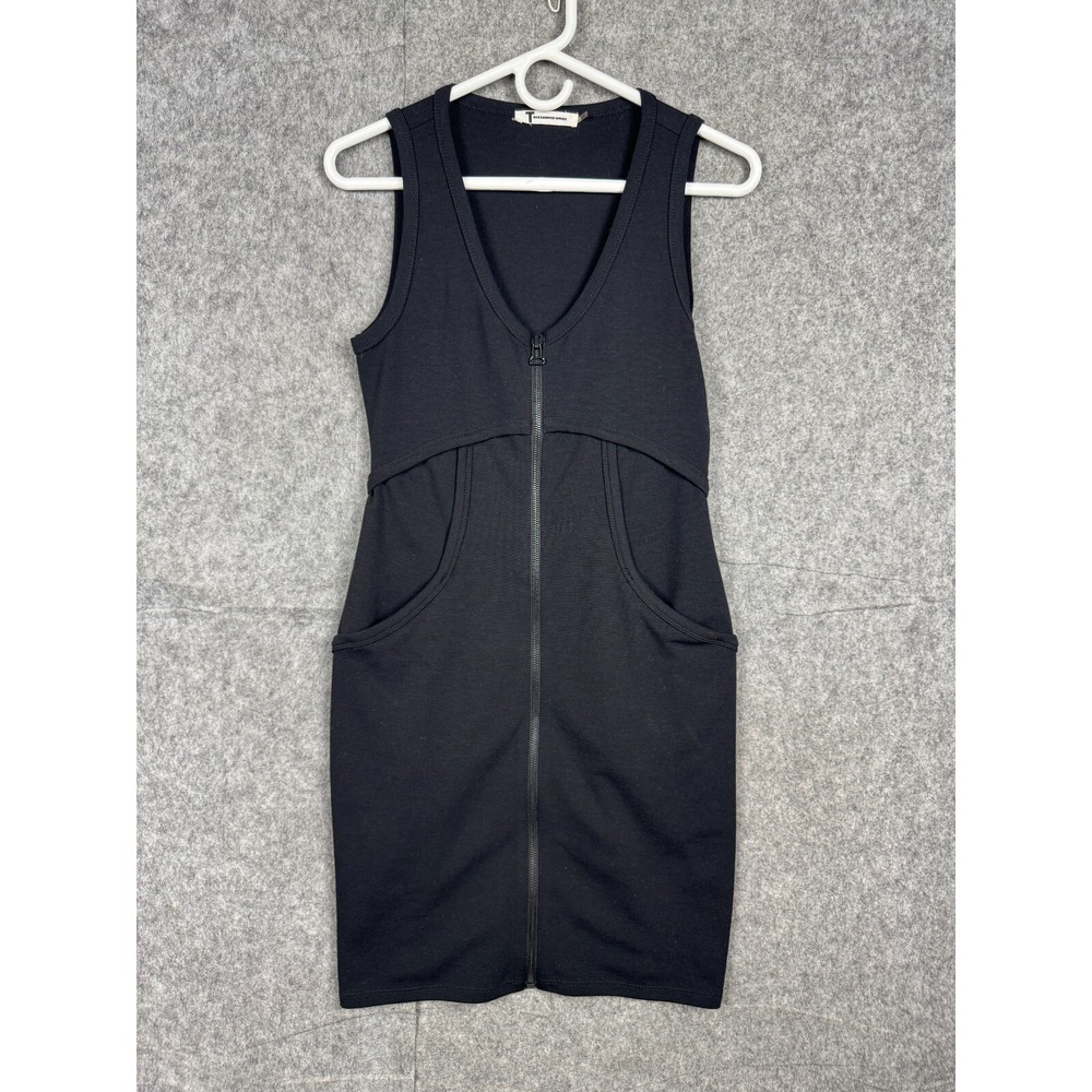 T by Alexander Wang Woman's Small Black Zip Up Ponte Poly Blend Stretch
